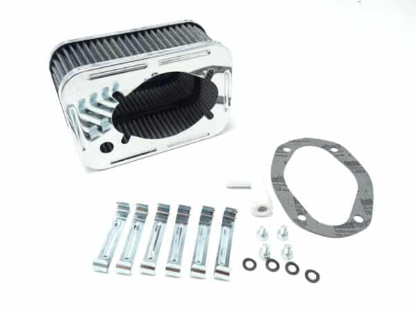 Universal sports air filter chrome square Fiat 124 Spider, 124 Coupé