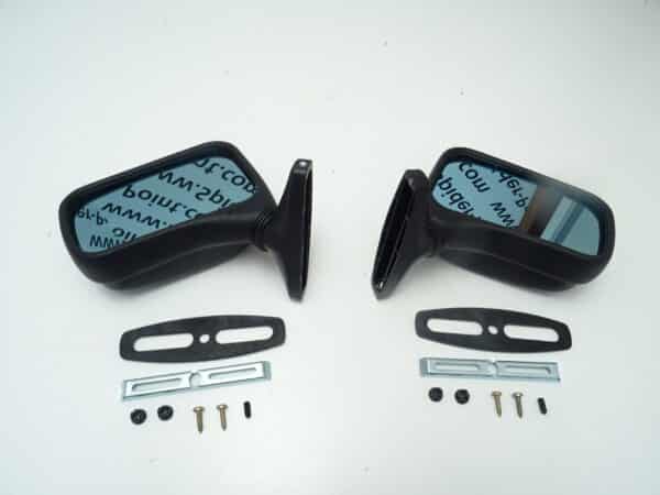Set di specchietti originali Baby-TORNADO in plastica nera Fiat 124 Spider