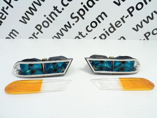 Juego de intermitentes delanteros 66-74 compuesto por 2 carcasas/gafas/juntas de goma Fiat 124 Spider